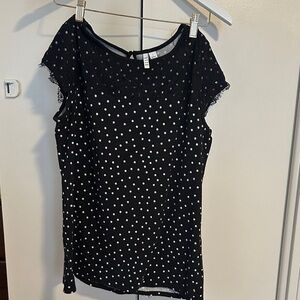 Elle Black and White Polka Dot Blouse